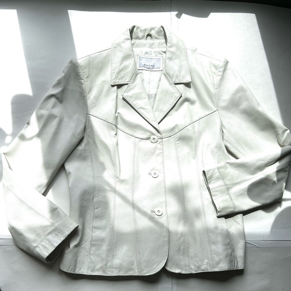 Vintage Wilsons Leather Maxima classic Jacket off white size M - Picture 9 of 10